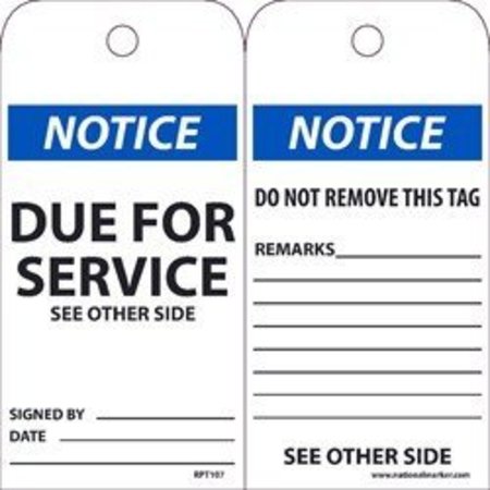 NMC TAGS, NOTICE DUE FOR SERVICE,  RPT107G